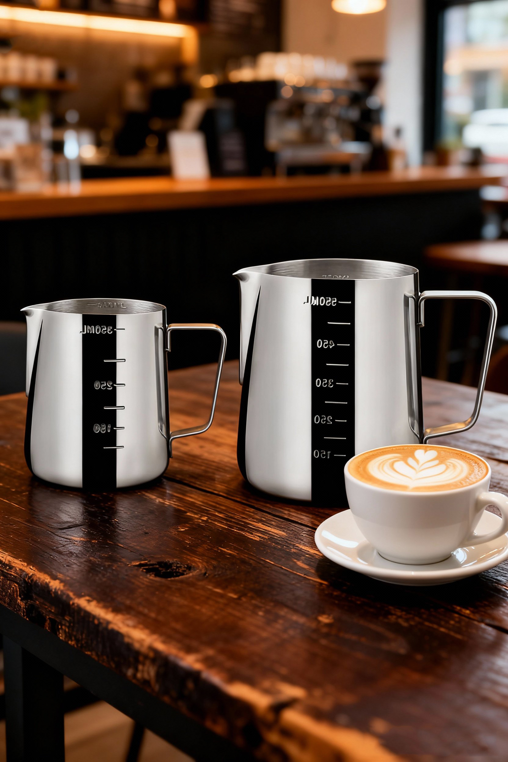 İnox 350ml-550ml Barista Süt Sürahisi Seti - Süt Köpürtme Potu -  Paslanmaz Çelik  722677