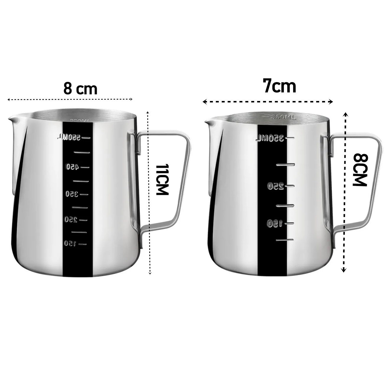İnox 350ml-550ml Barista Süt Sürahisi Seti - Süt Köpürtme Potu -  Paslanmaz Çelik  722677