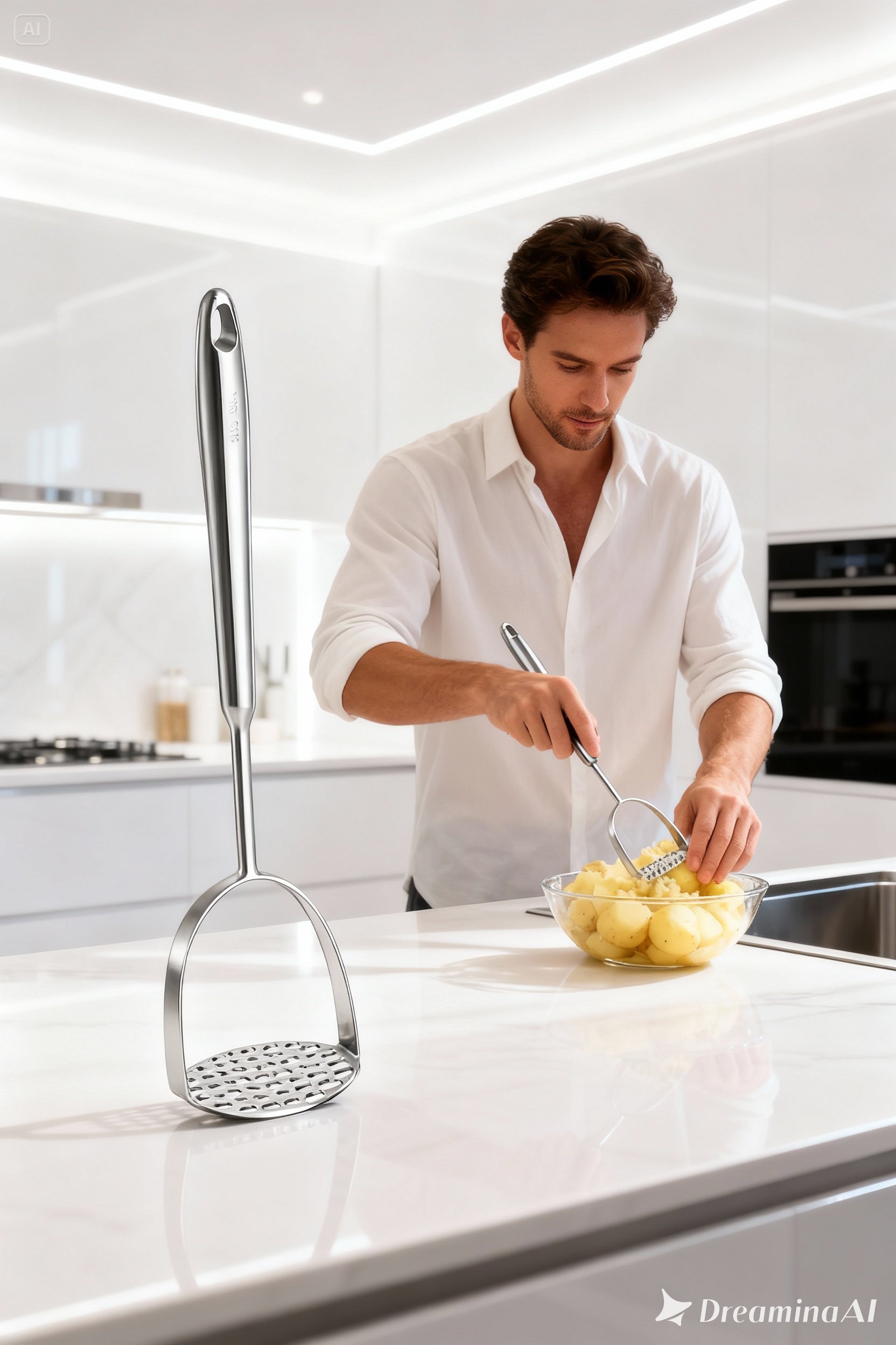 304 Paslanmaz Çelik Lüks Patates Ezici - 34 cm Profesyonel Püre Yapıcı & Mutfak Gereci 722679