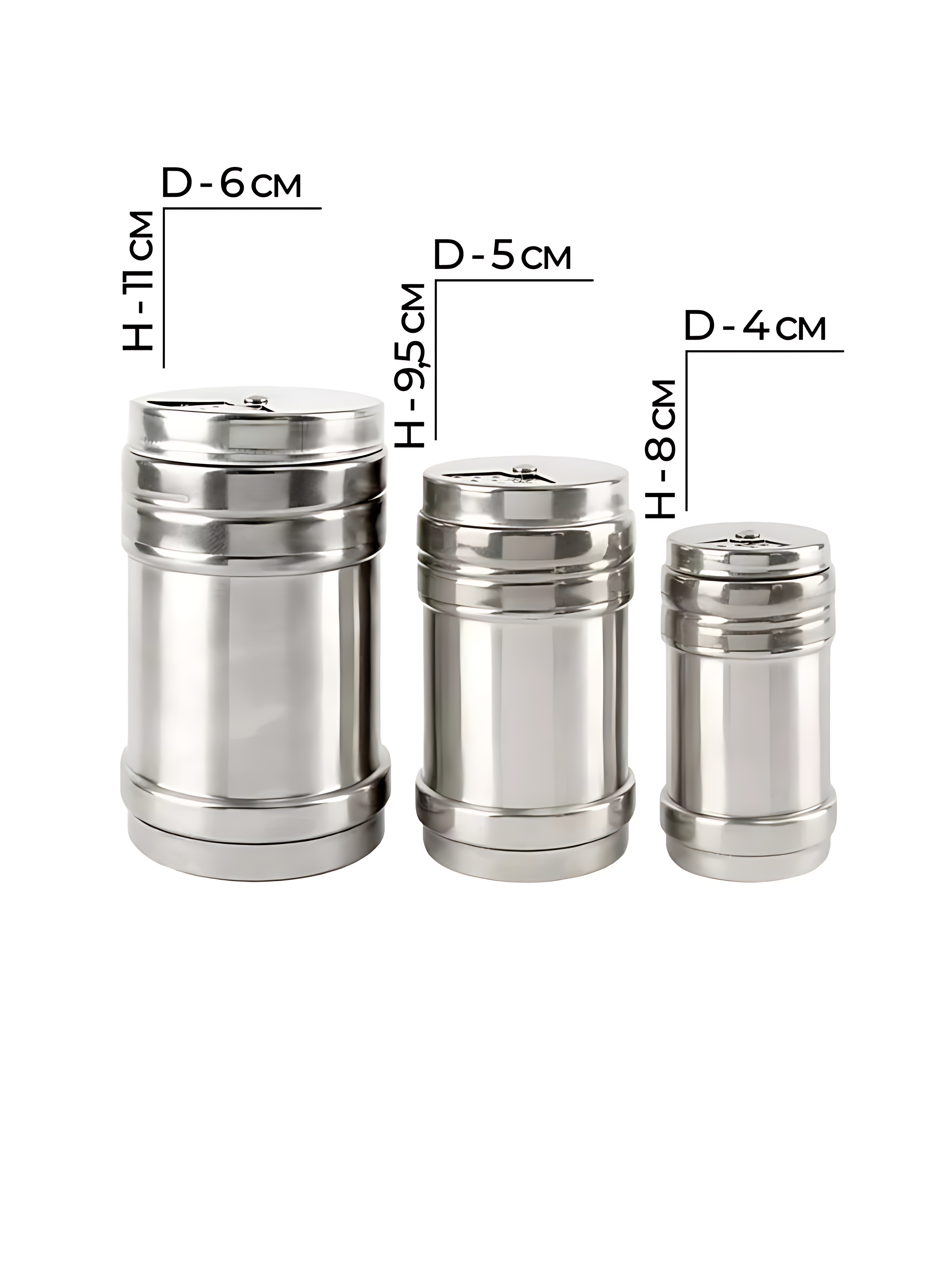 Inox 3’lü Baharatlık Seti - Ayarlanabilir Başlıklı Gurme Serisi 304 Paslanmaz Çelik 722684