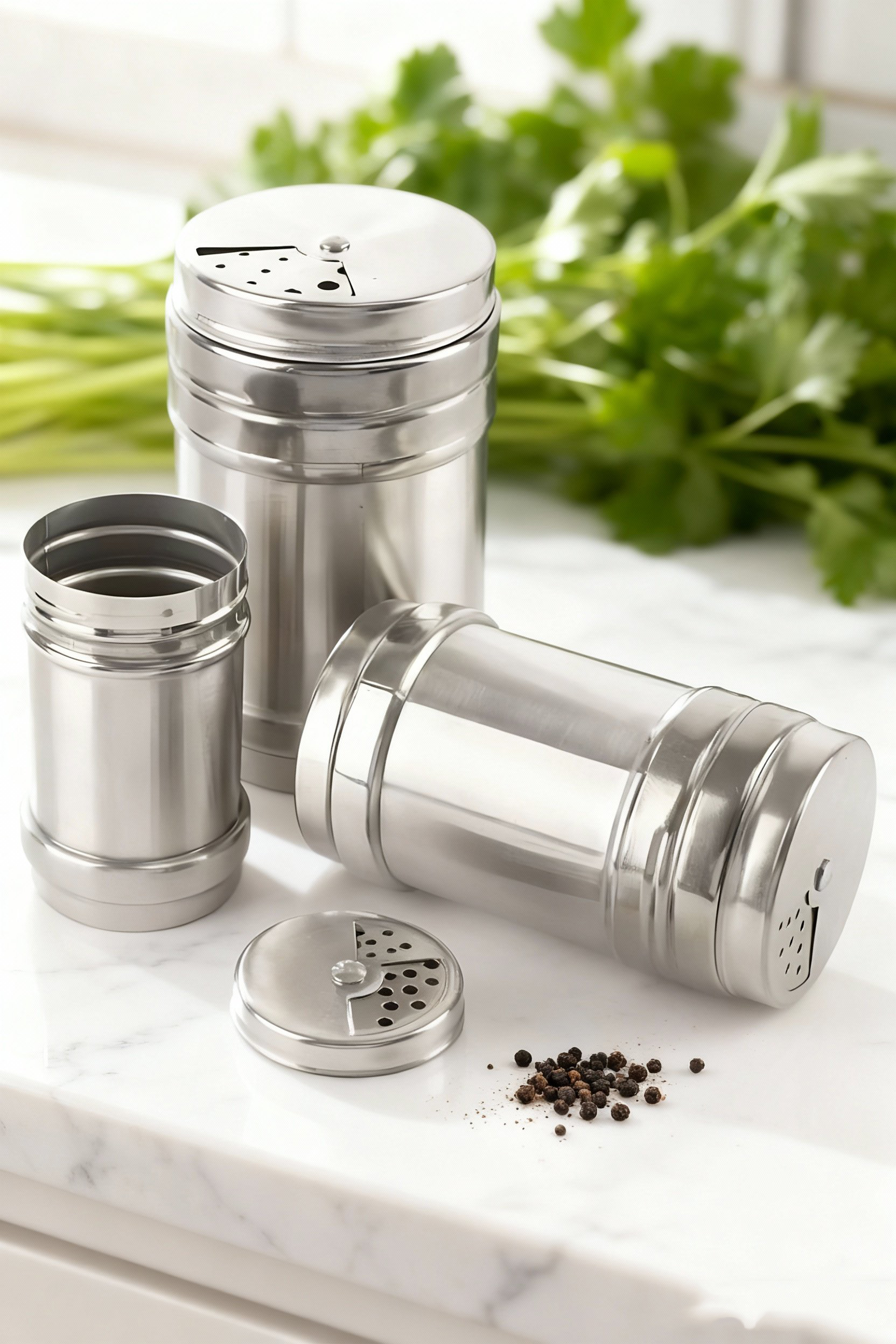 Inox 3’lü Baharatlık Seti - Ayarlanabilir Başlıklı Gurme Serisi 304 Paslanmaz Çelik 722684