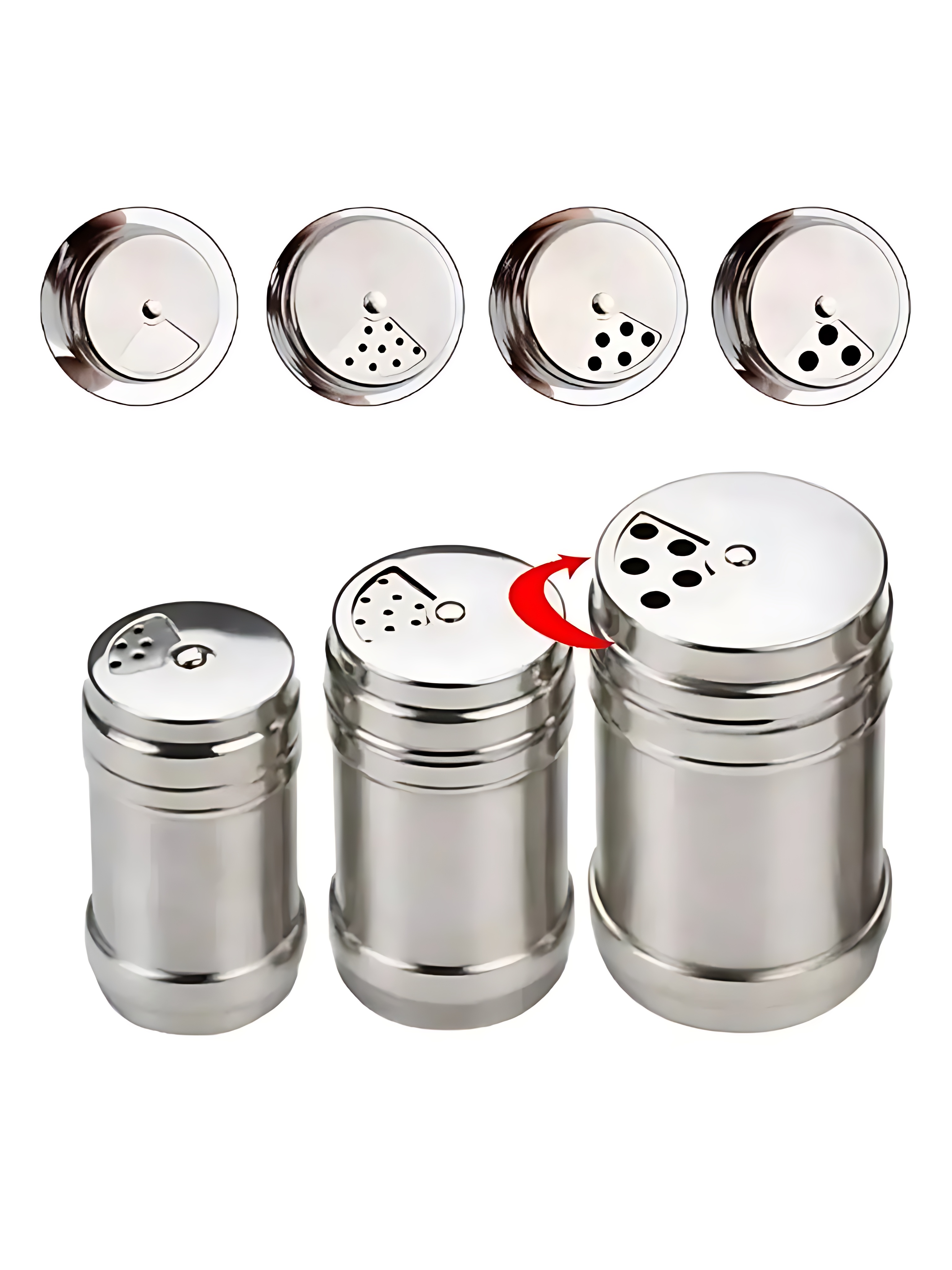 Inox 3’lü Baharatlık Seti - Ayarlanabilir Başlıklı Gurme Serisi 304 Paslanmaz Çelik 722684