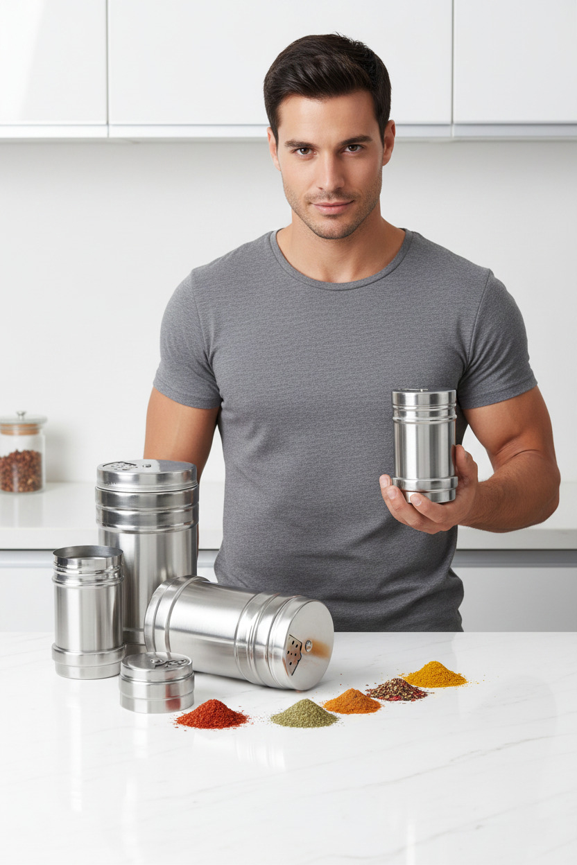 Inox 3’lü Baharatlık Seti - Ayarlanabilir Başlıklı Gurme Serisi 304 Paslanmaz Çelik 722684