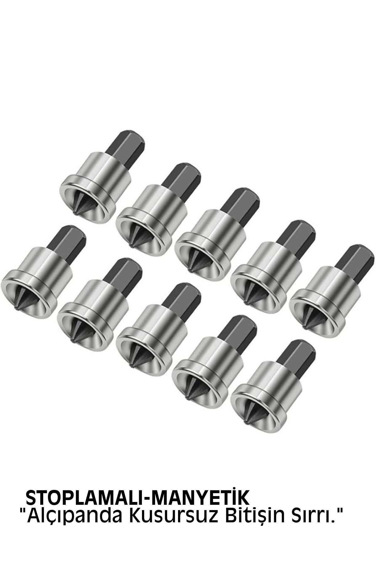 10 Adet Alçıpan Bits Uç Seti - Manyetik Ph2 Krom Çelik 25mm Vidalama Başlığı 722687