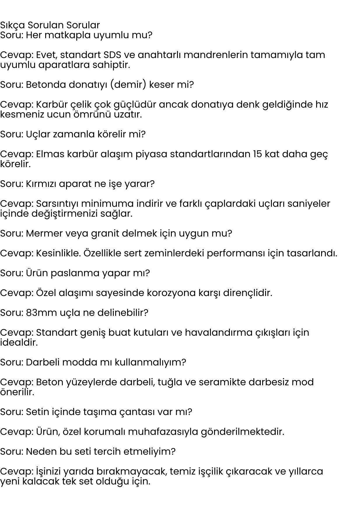 Profesyonel 7 Parça Elmas Karbür Buat Açma Seti - Darbeli ve Delici Uyumlu Panç Seti 722689