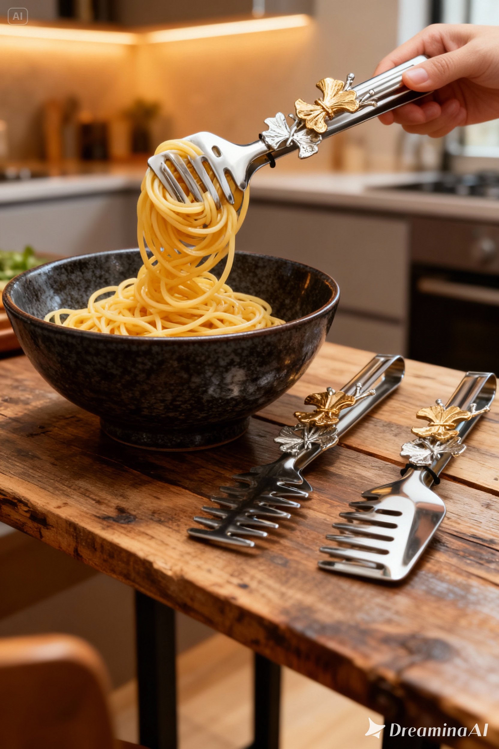 Kelebek Figürlü 3’lü Paslanmaz Çelik Servis Maşası Seti - Salata, Pasta ve Izgara Maşası 722696