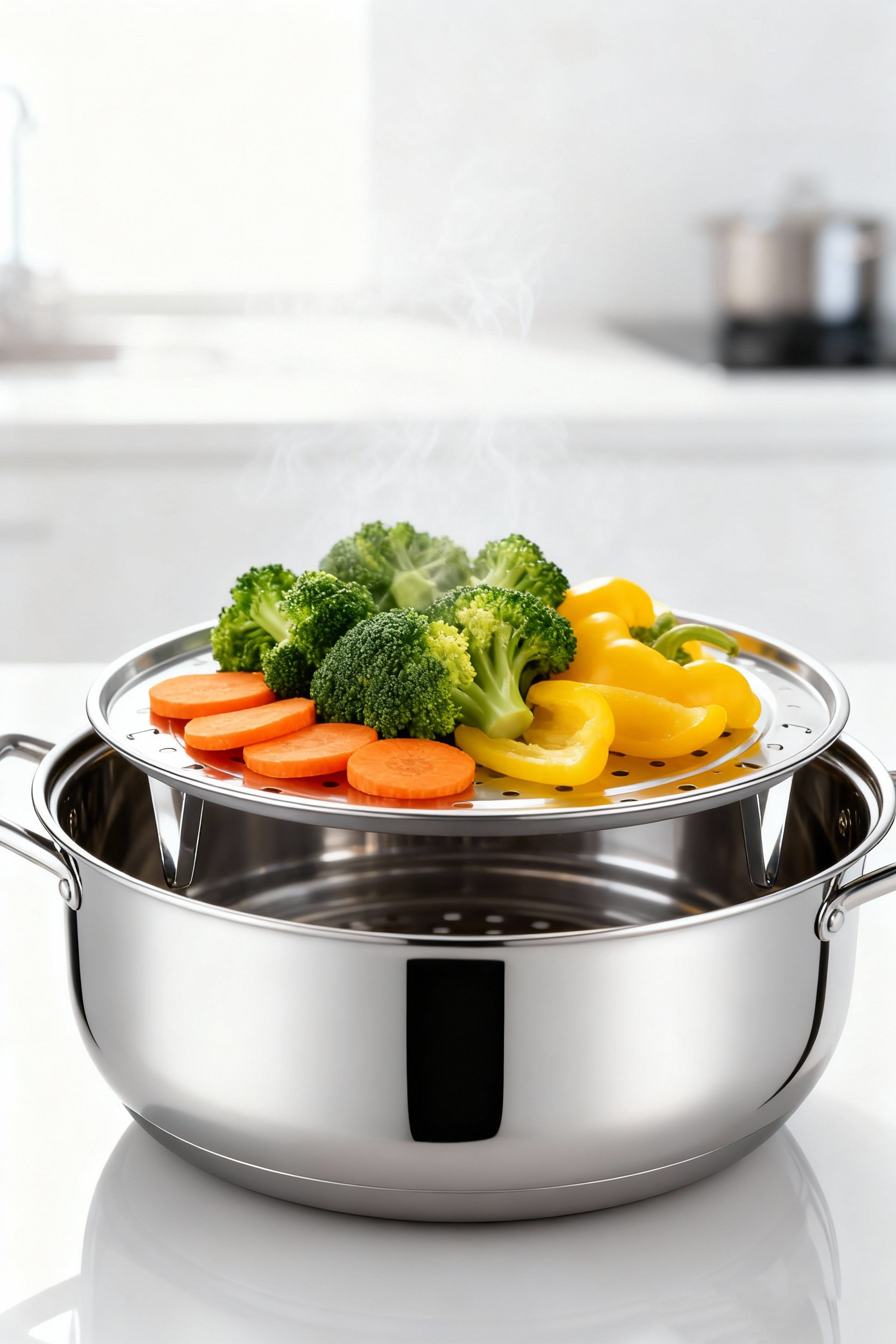 Inox Çelik Ayaklı Buharlı Pişirme Aparatı - 24 cm Çok Amaçlı Tencere İçi Haşlama Standı 722697