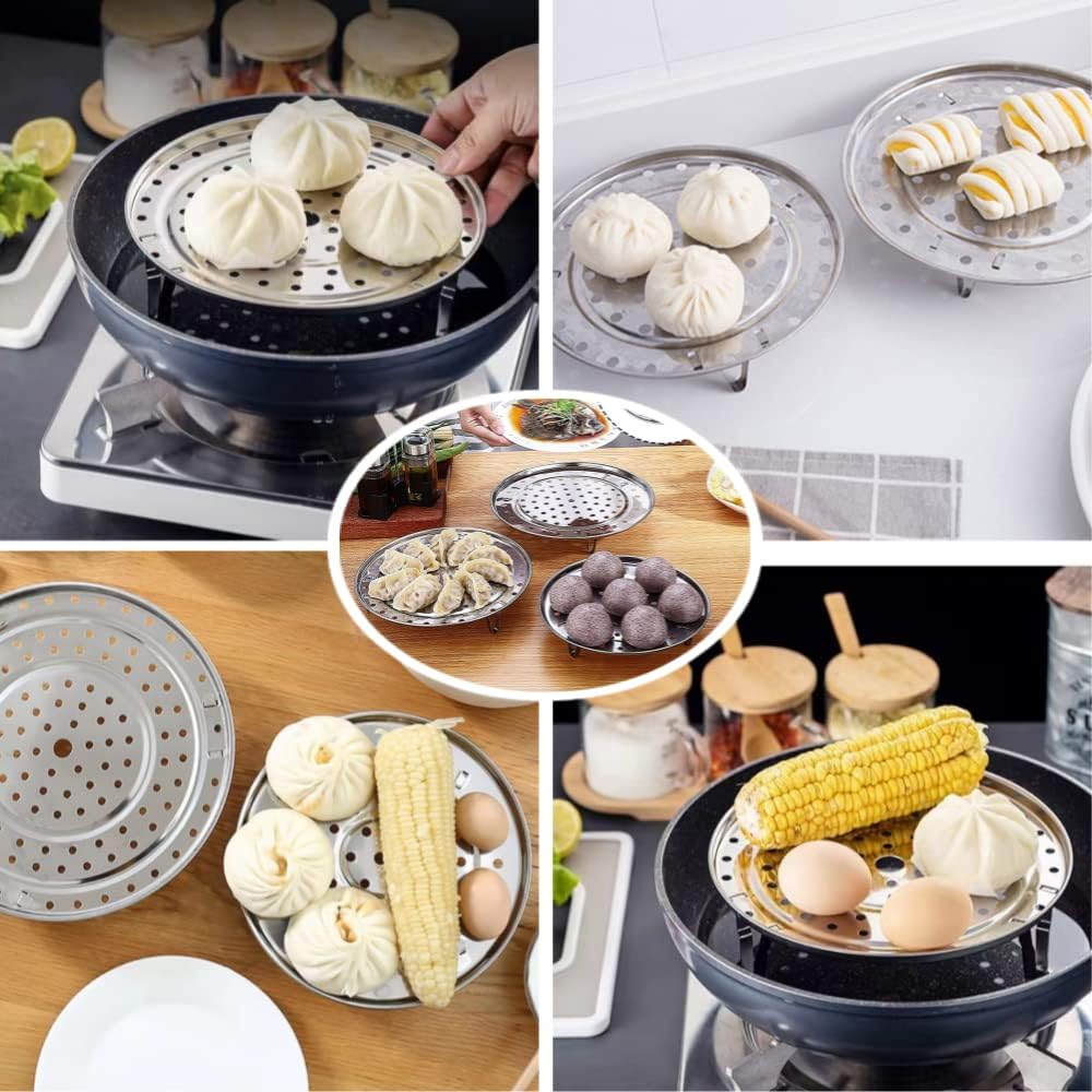 Inox Çelik Ayaklı Buharlı Pişirme Aparatı - 24 cm Çok Amaçlı Tencere İçi Haşlama Standı 722697