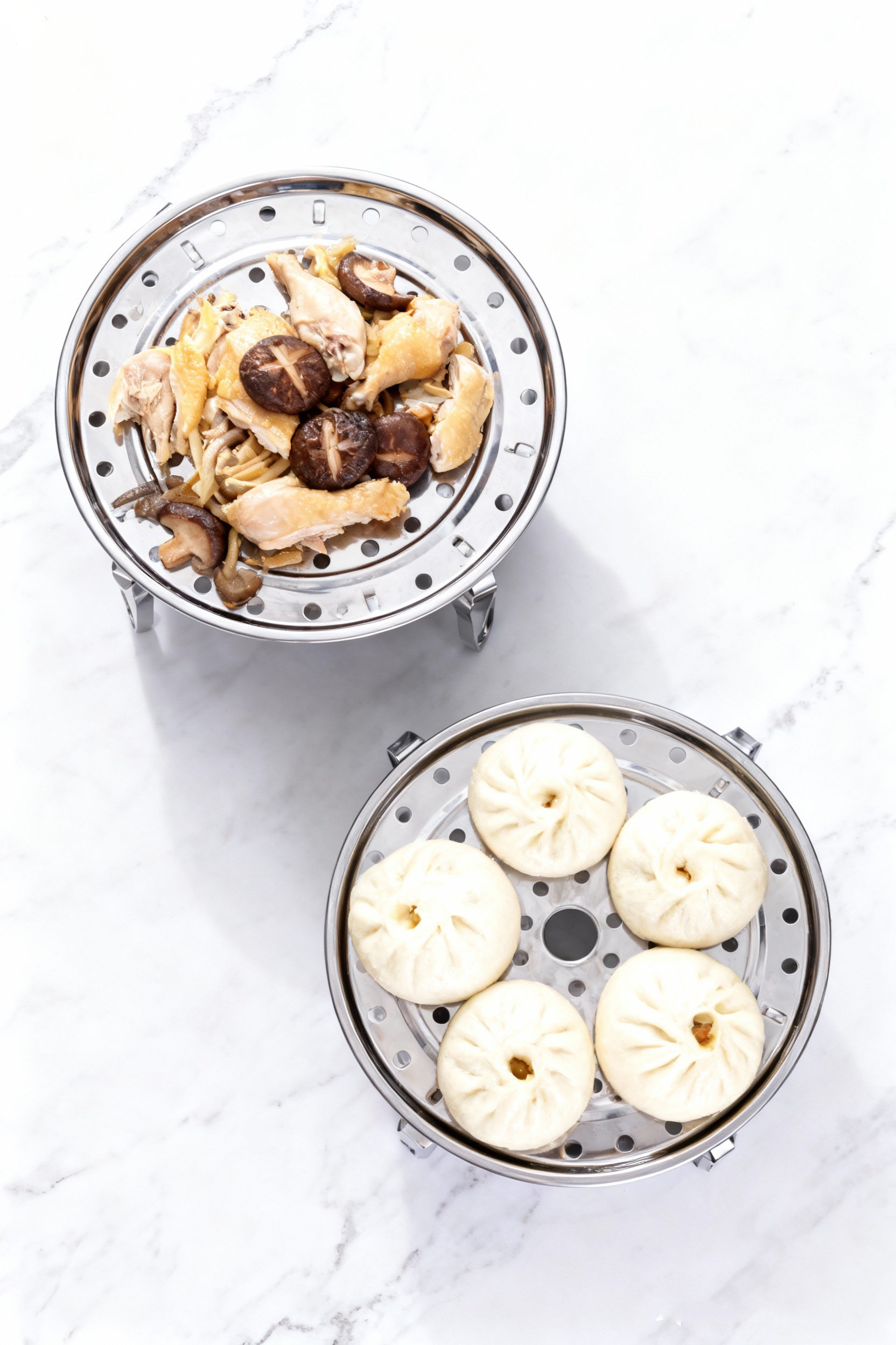 2'li Set Inox Çelik Ayaklı Buharlı Pişirme Aparatı -  24+28 cm Çok Amaçlı Tencere İçi Haşlama Standı 722699