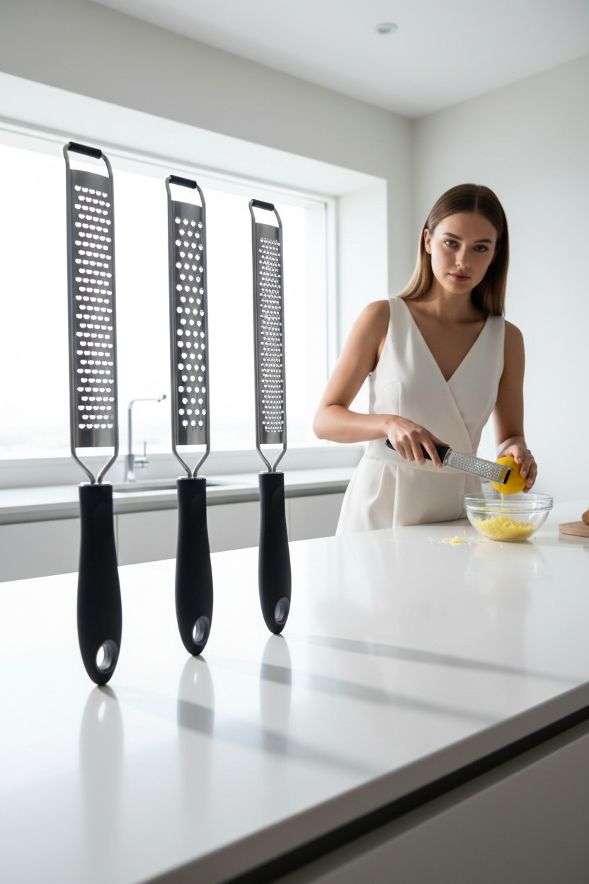 3'lü Profesyonel Çelik Rende Seti: Limon Peynir Çikolata Zester - Lazer Kesim Cerrahi Çelik 722700