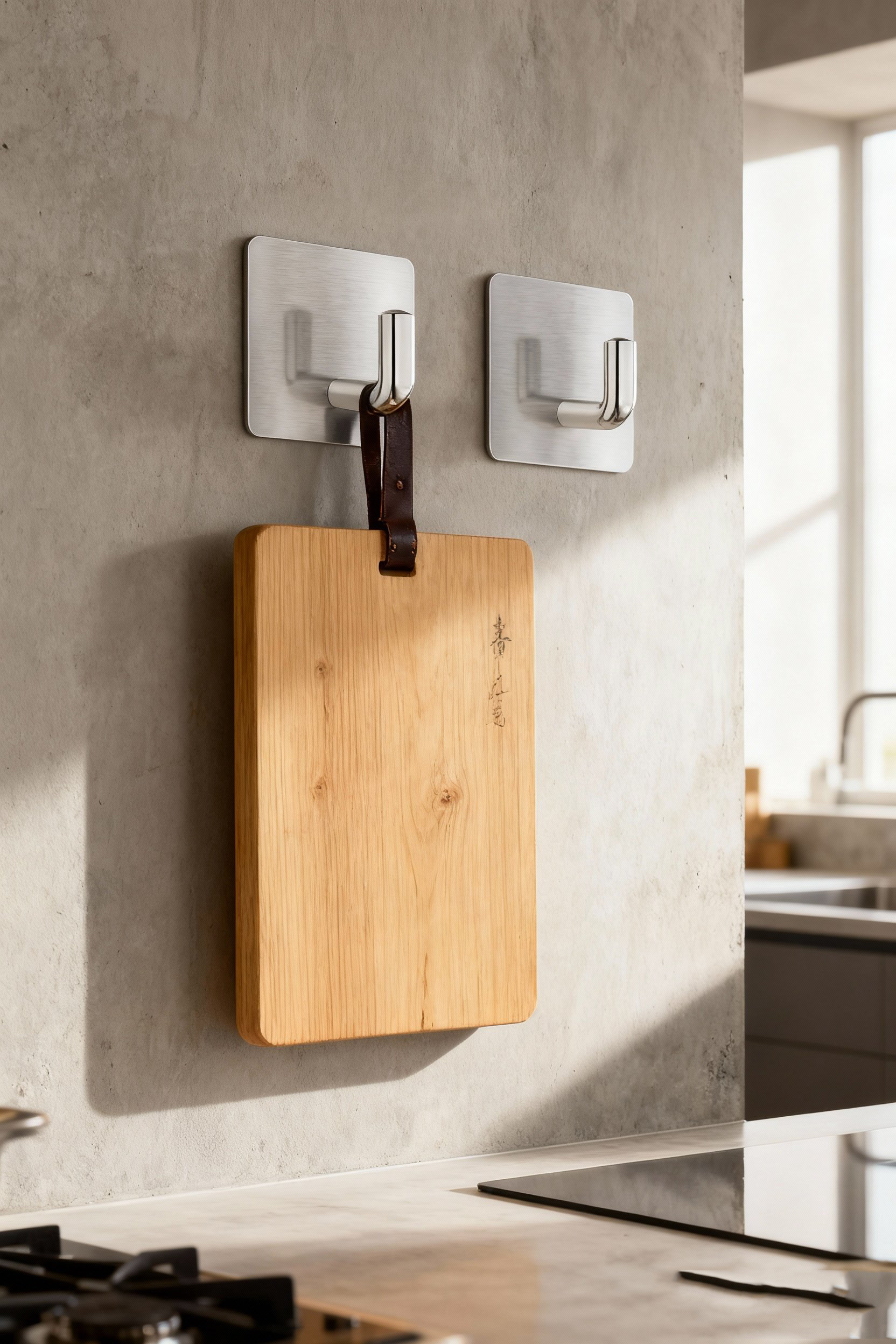 2'li Banyo ve Mutfak Askı Seti - SUS304 Lazer Kesim Çelik  Ultra Güçlü Yapışkanlı Askı 722701