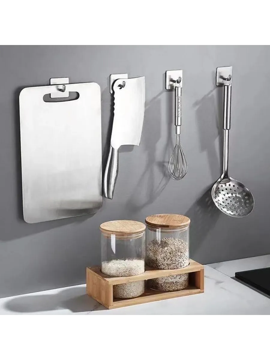 2'li Banyo ve Mutfak Askı Seti - SUS304 Lazer Kesim Çelik  Ultra Güçlü Yapışkanlı Askı 722701