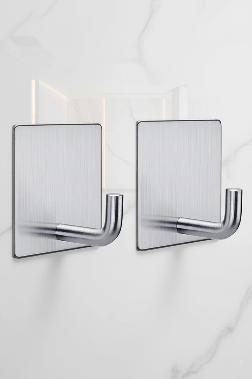 2'li Banyo ve Mutfak Askı Seti - SUS304 Lazer Kesim Çelik  Ultra Güçlü Yapışkanlı Askı 722701