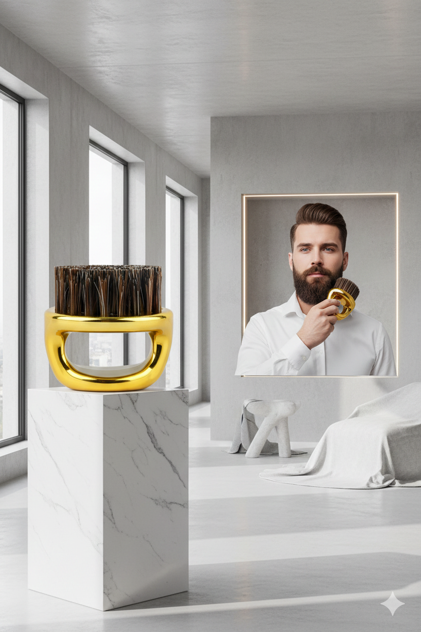 Premium Gold Serisi At Kılı Sakal Tarama Fırçası - Profesyonel Bakım ve Şekillendirici  722704