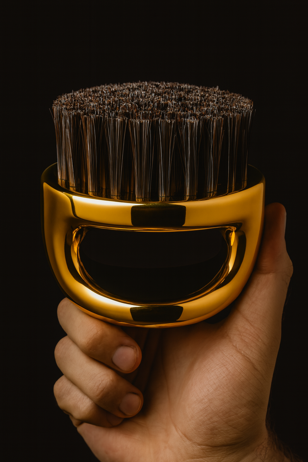 Gold Fade Fırçası - %100 At Kılı Profesyonel Berber Ense ve Geçiş Fırçası - Lüks Altın Seri 722705