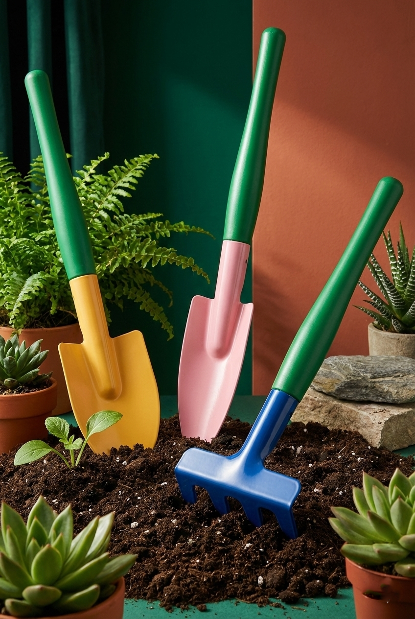 Premium 3’lü Hobi Bahçe Seti – Renkli Metal El Küreği ve Tırmık Takımı – Garden Pro Edition 722706