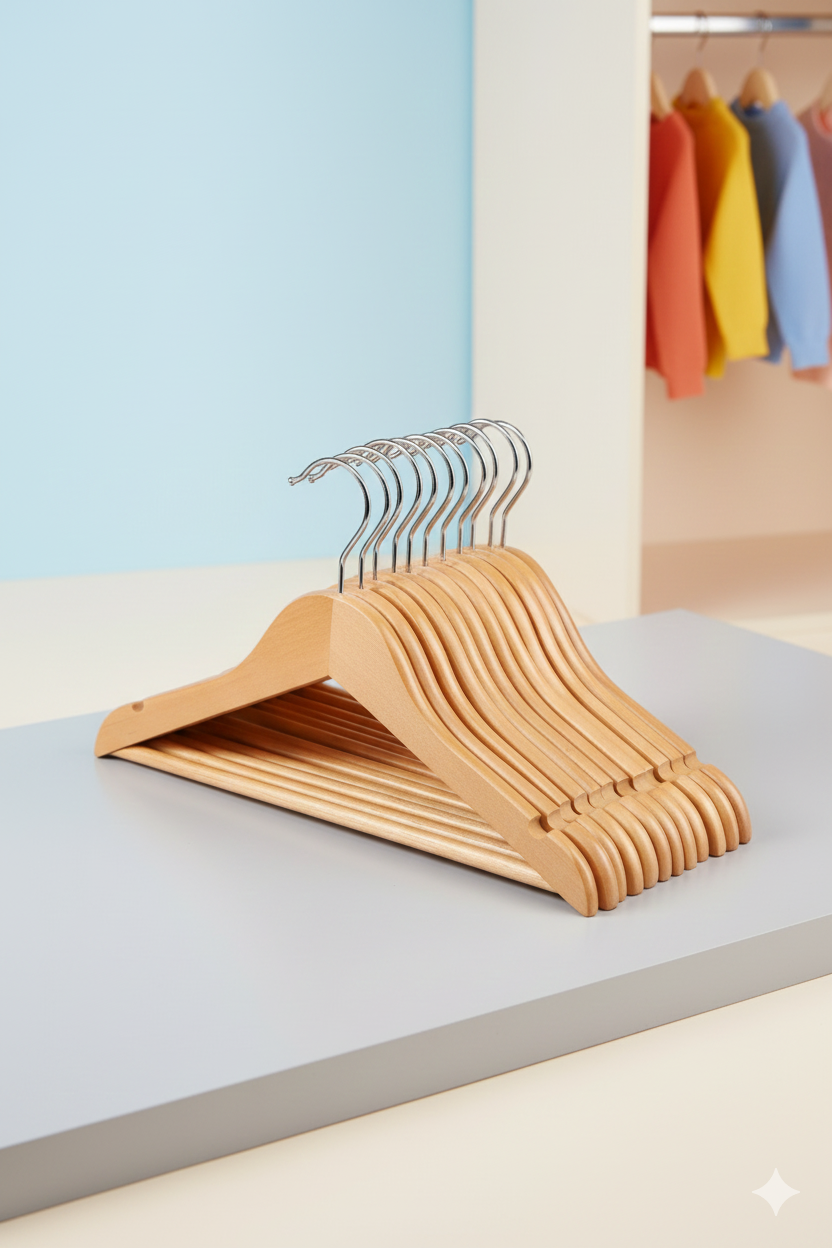 6'lı Lüks Masif Ahşap Çocuk Askı Seti - Elena Rostova Stil Seçkisi - 30 cm 722710