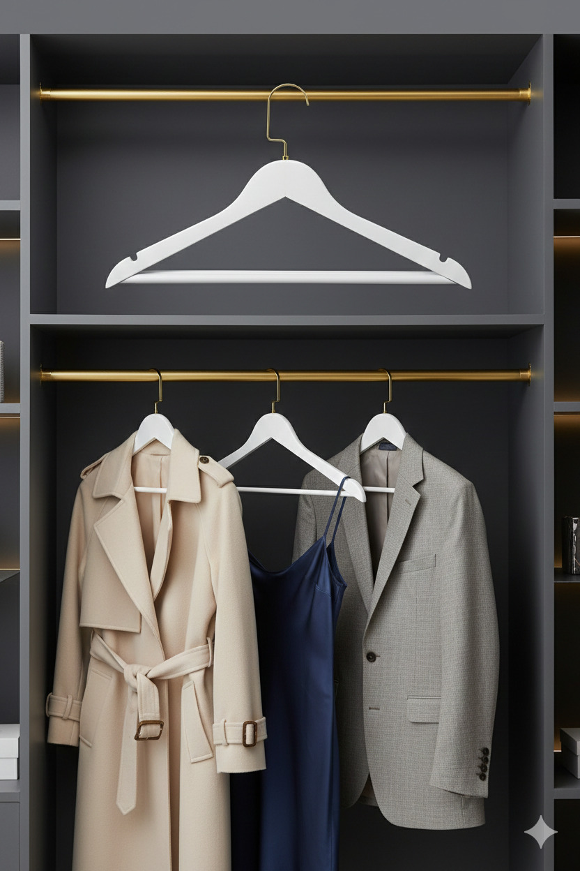 LasVegas Ahşap Elbise Askısı - 6'lı Set, Lüks Amerikan Kancalı Gardırop Düzenleyici 722712