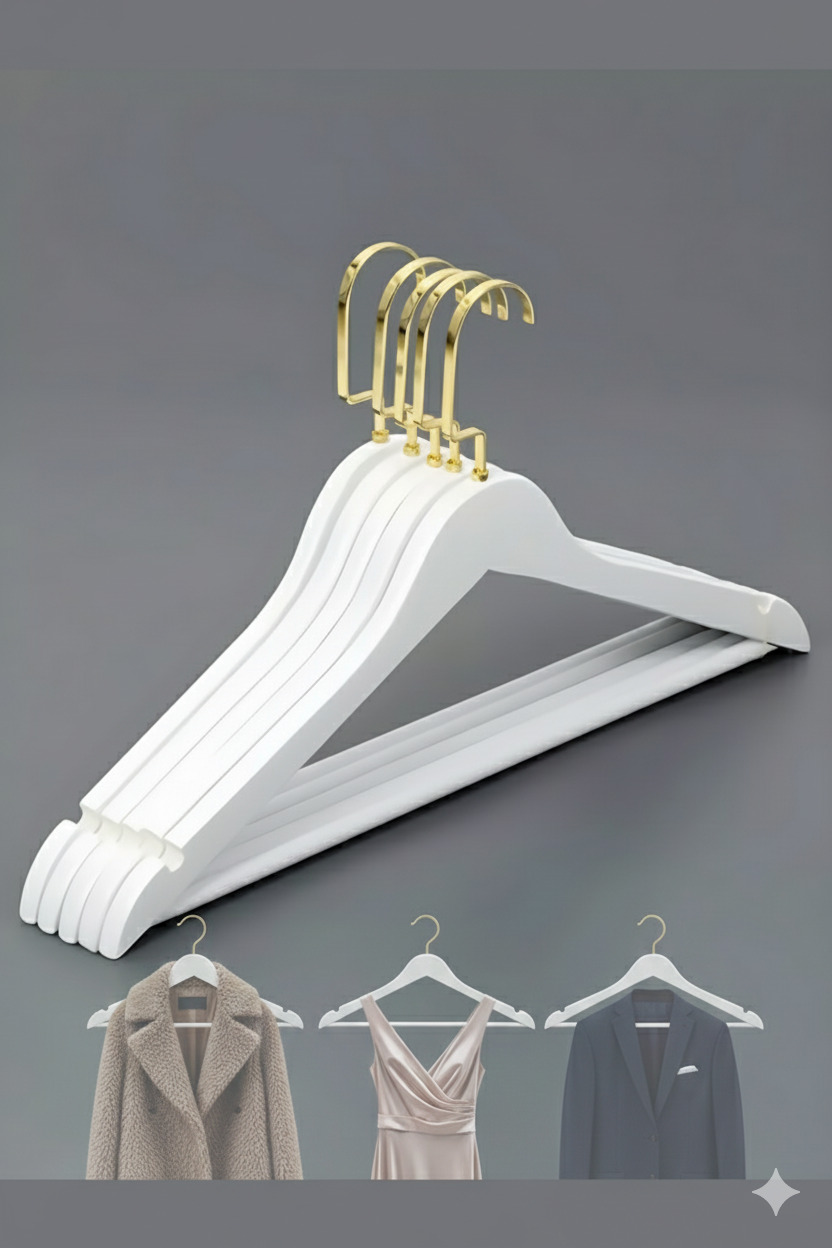 LasVegas Ahşap Elbise Askısı - 6'lı Set, Lüks Amerikan Kancalı Gardırop Düzenleyici 722712