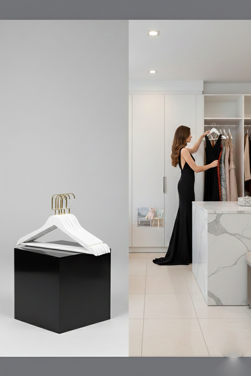 LasVegas Ahşap Elbise Askısı - 6'lı Set, Lüks Amerikan Kancalı Gardırop Düzenleyici 722712