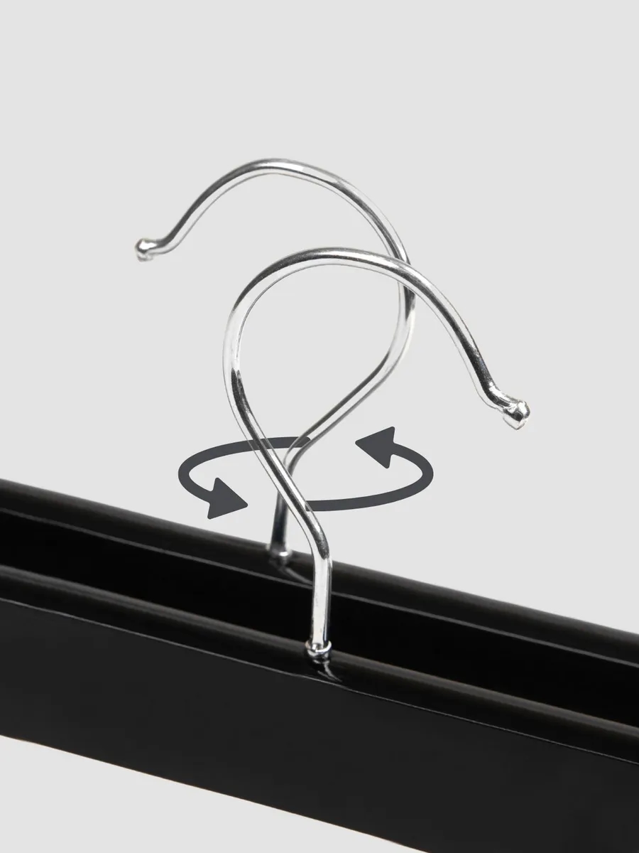 LasVegas  Siyah Ahşap Pantolon ve Etek Askı Seti 10'lu Set, Lüks Amerikan Kancalı 722713