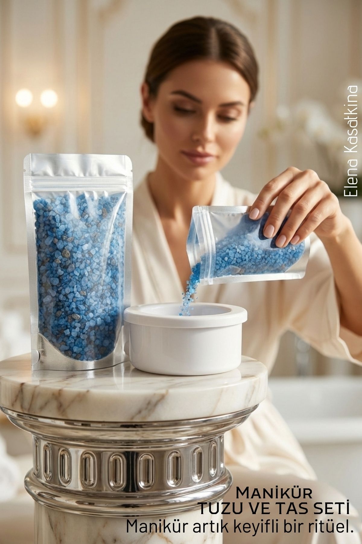 Profesyonel Manikür Seti: Ergonomik Manikür Tası ve Zenginleştirilmiş Granül Bakım Tuzu 