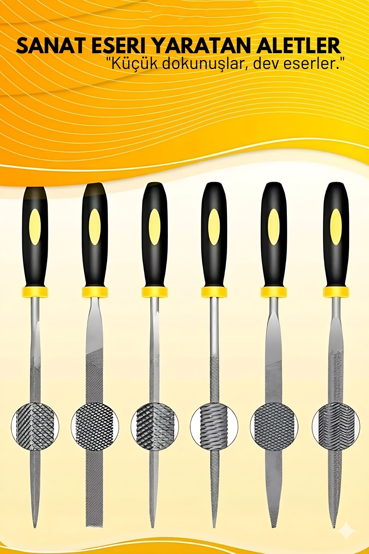 Profesyonel 6'lı Ahşap Eğe ve Törpü Seti - Hassas Oyma ve Şekillendirme Hobi Takımı (17cm) 