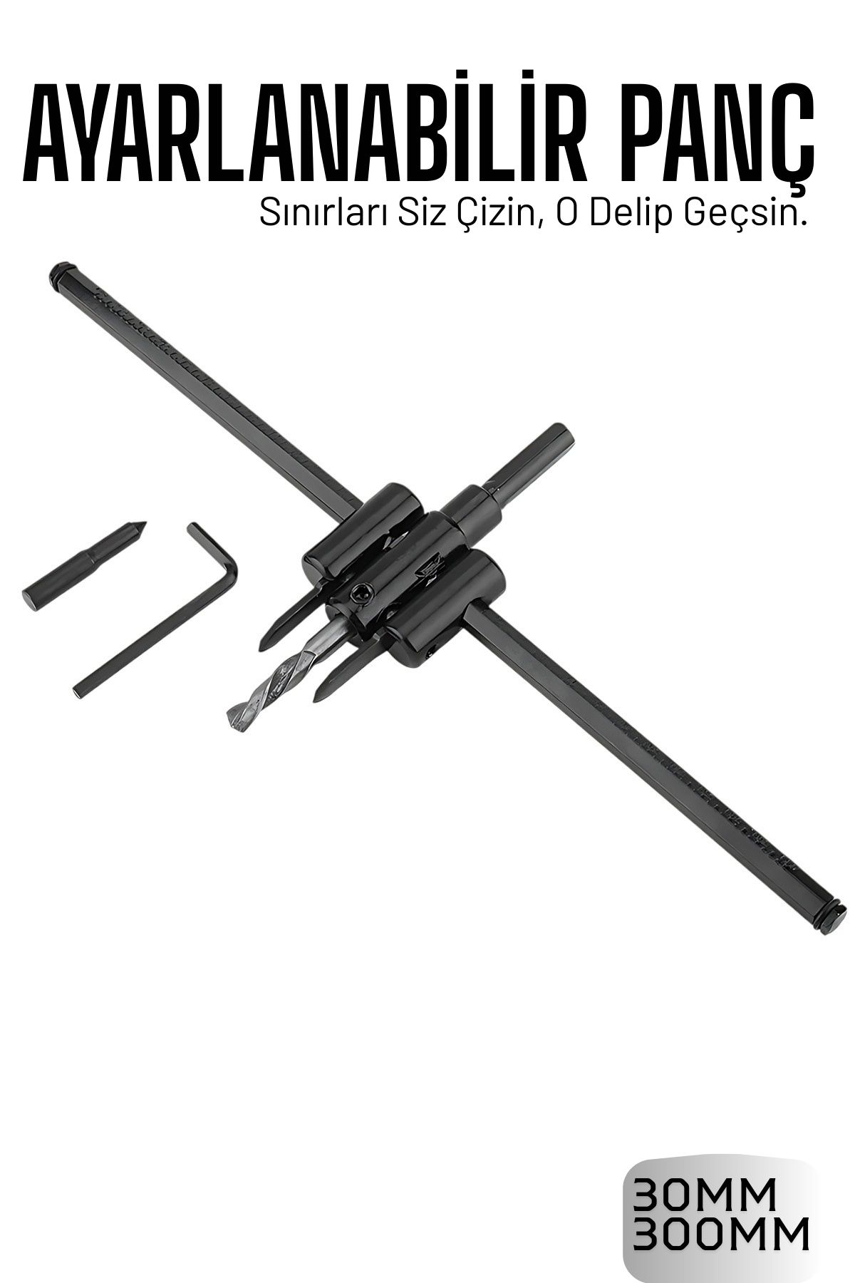 Profesyonel Ayarlı Daire Kesici Panç Seti (30-300mm) - Tungsten Çelik Uçlu Hassas Delme Seti 