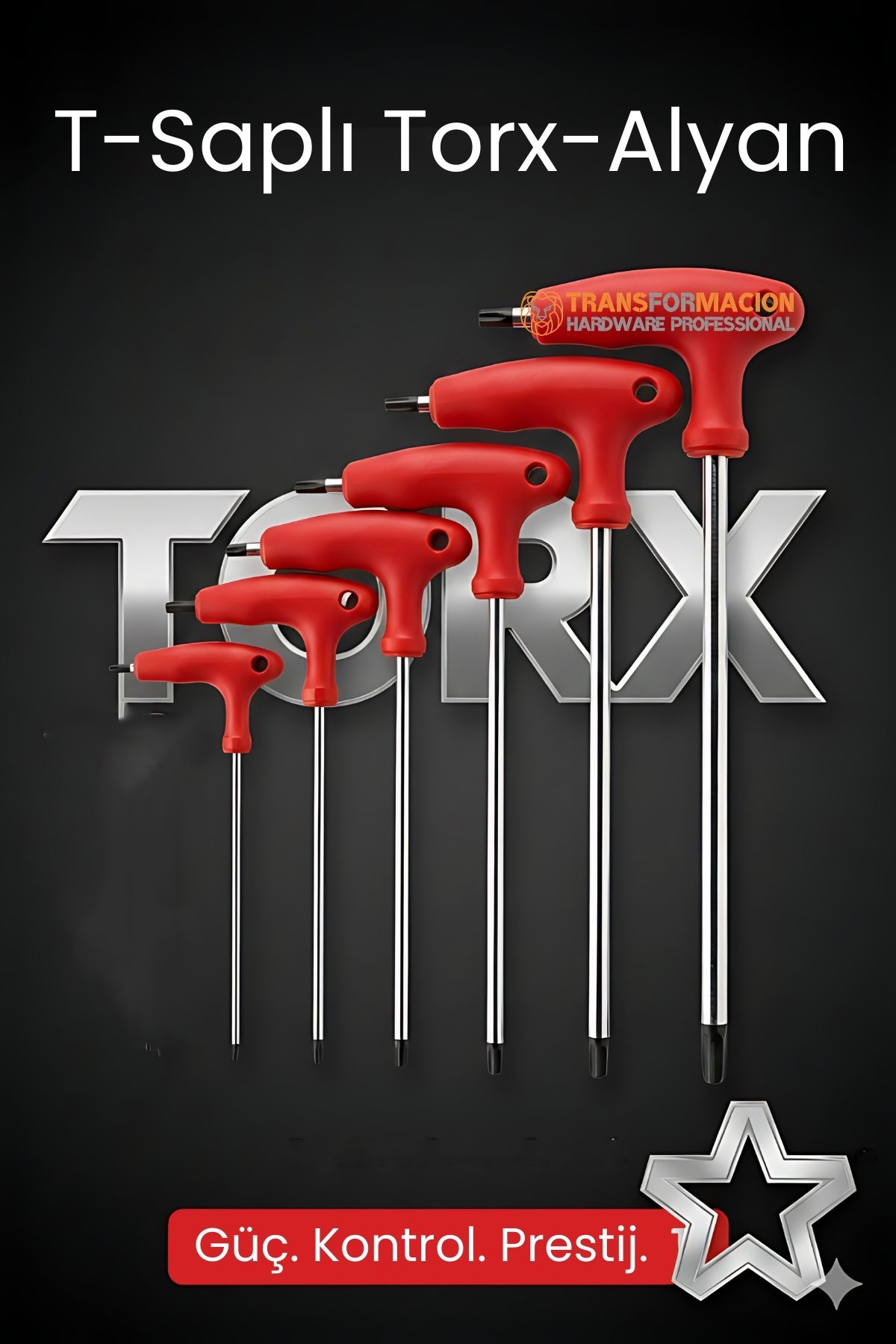 Tor-X Profesyonel T-Kollu Torx Alyan Anahtar Seti (6 Parça) - Güç ve Hassasiyet Bir Arada 
