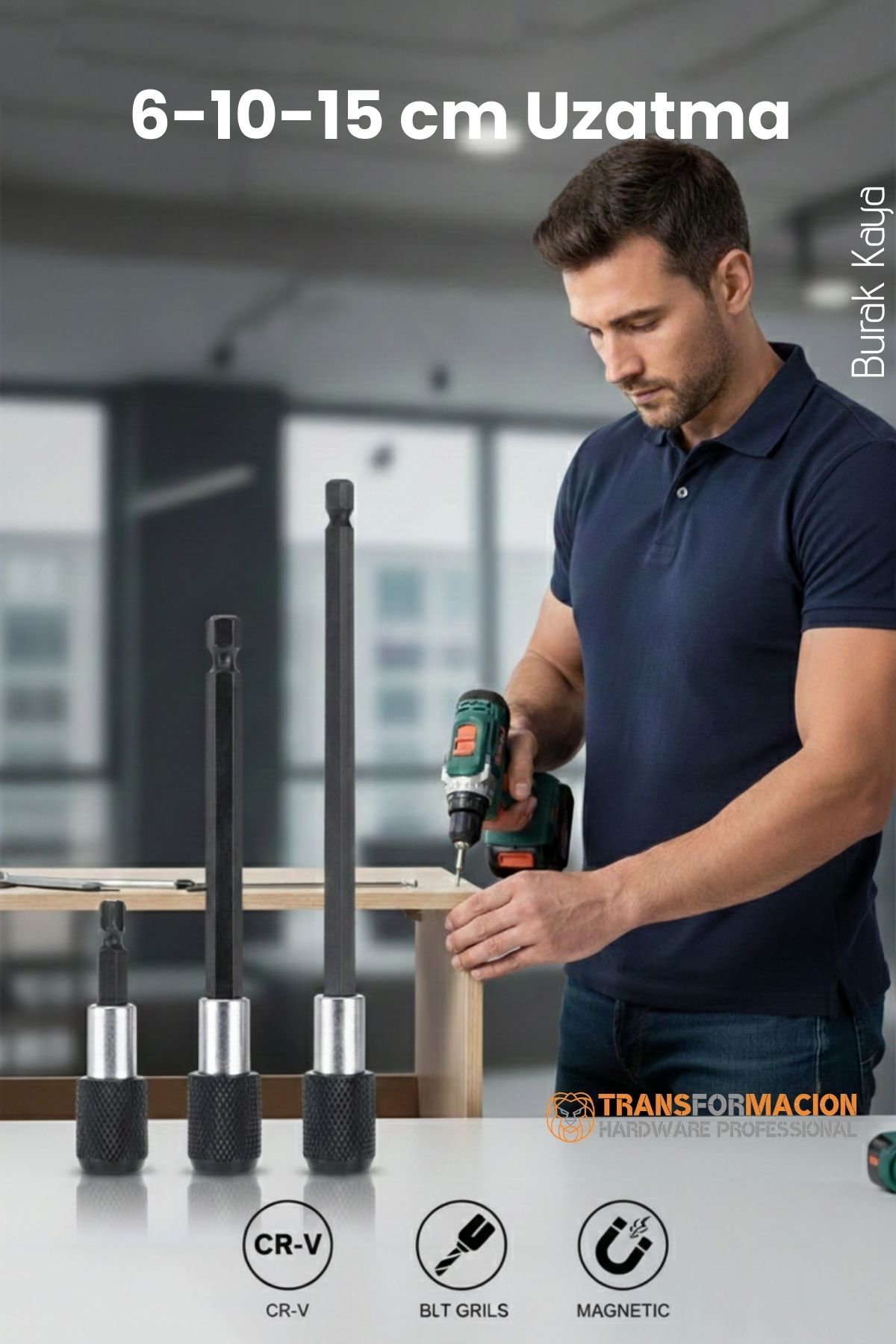  6-10-15 cm 3'lü Manyetik Uzatma Bits Adaptör Seti | Ulaşılmaz Alanlar ve Hassas Vidalama İçin 