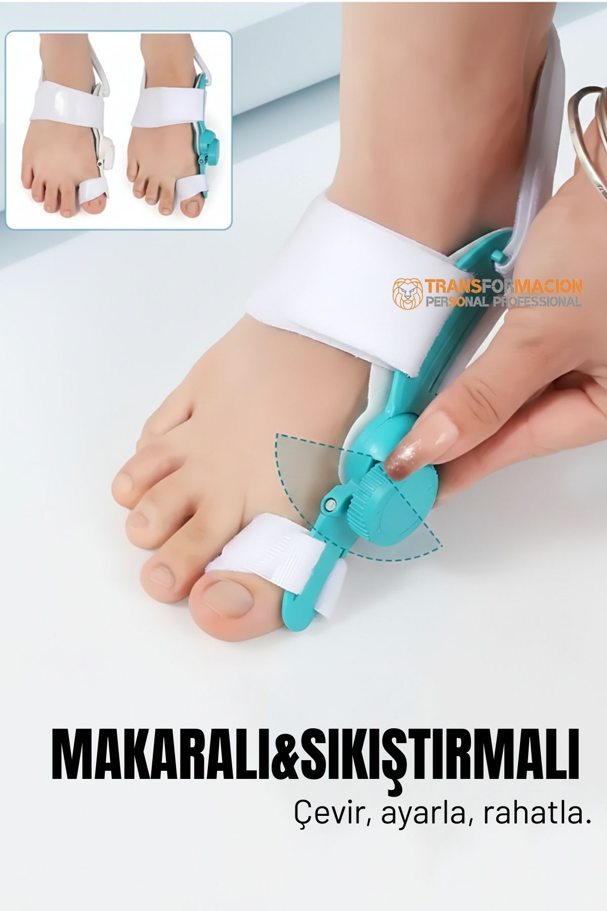 Makaralı Ayarlanabilir Mekanizmalı Bunyo n Düzeltici - Ortopedik Gece ve Gündüz Ateli 