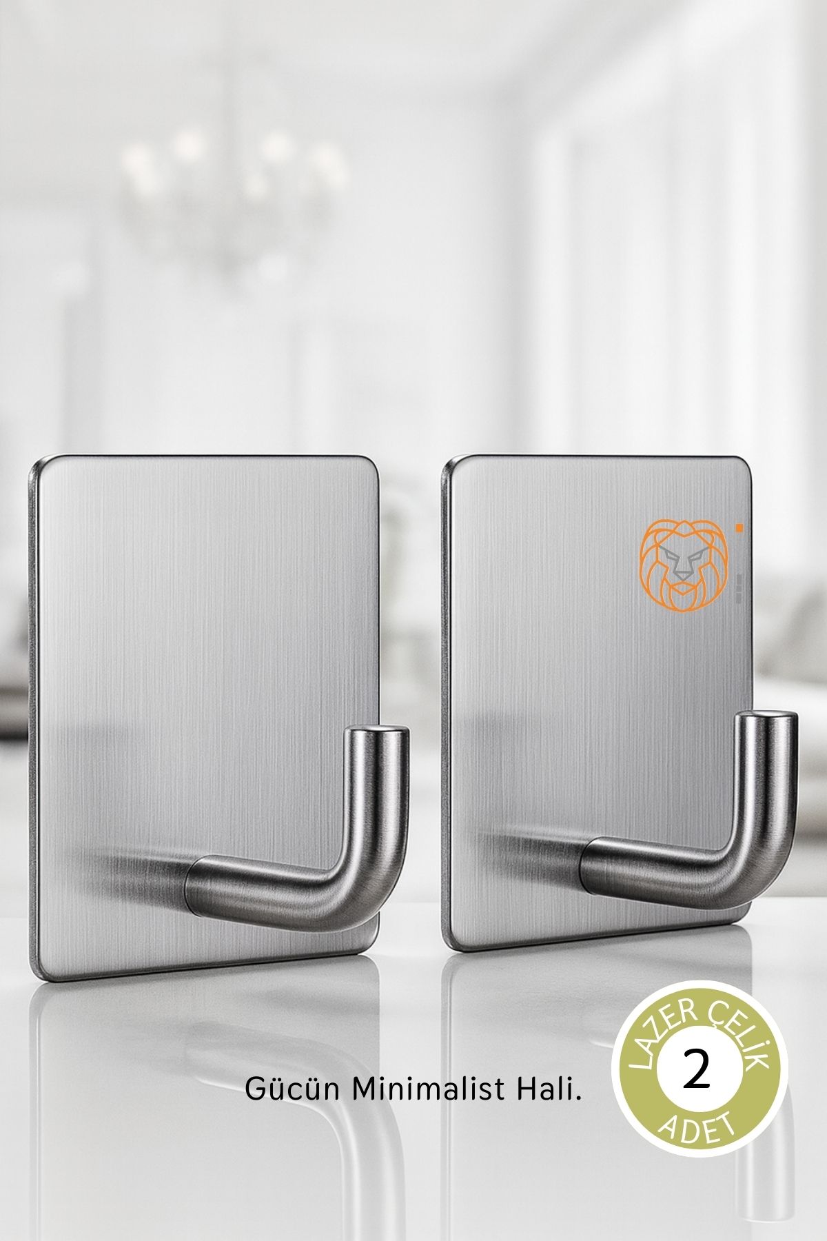 2'li Banyo ve Mutfak Askı Seti - SUS304 Lazer Kesim Çelik  Ultra Güçlü Yapışkanlı Askı 