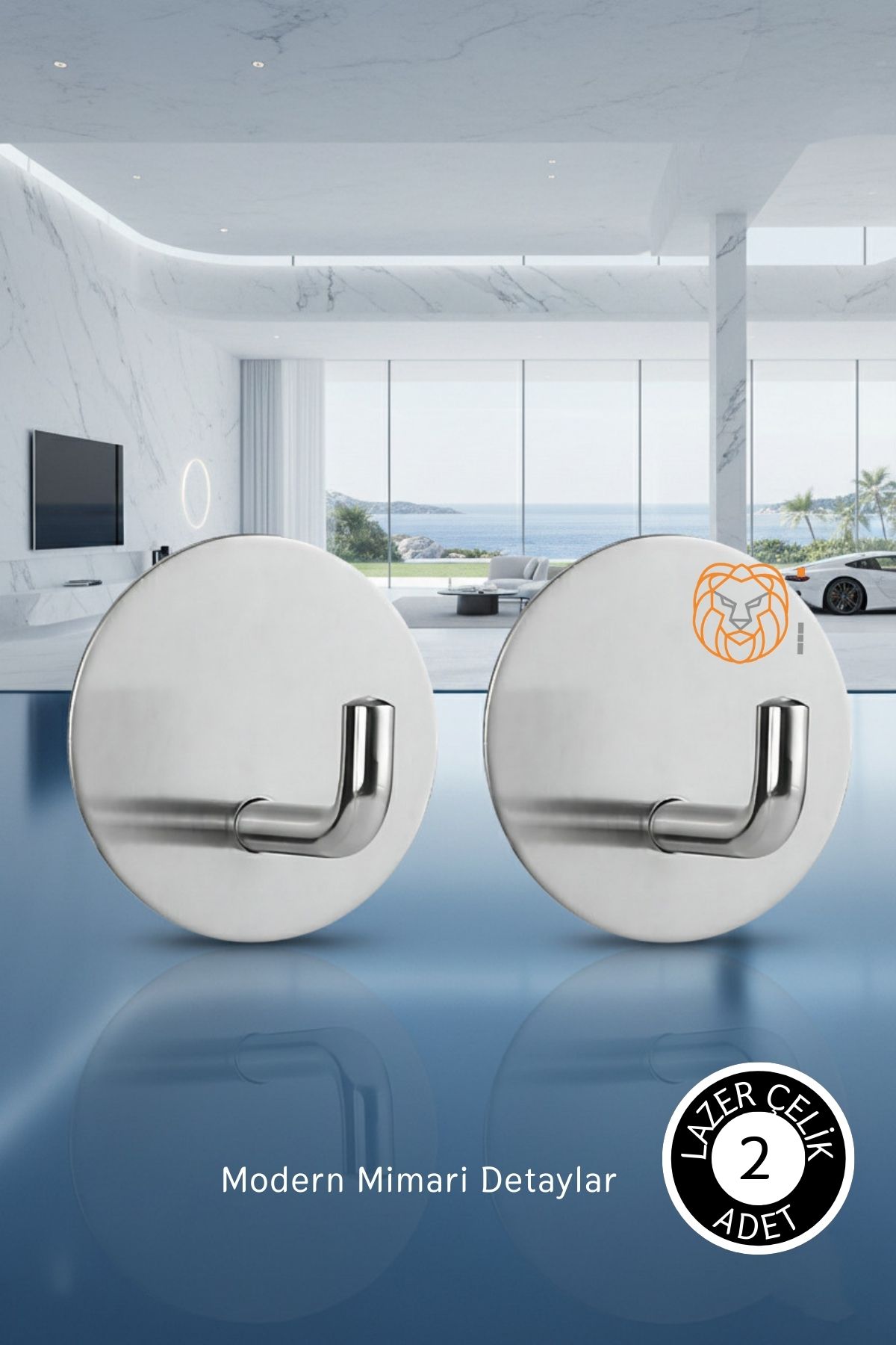 2'li Banyo ve Mutfak Askı Seti - SUS304 Lazer Kesim Çelik  Ultra Güçlü Yapışkanlı Askı 