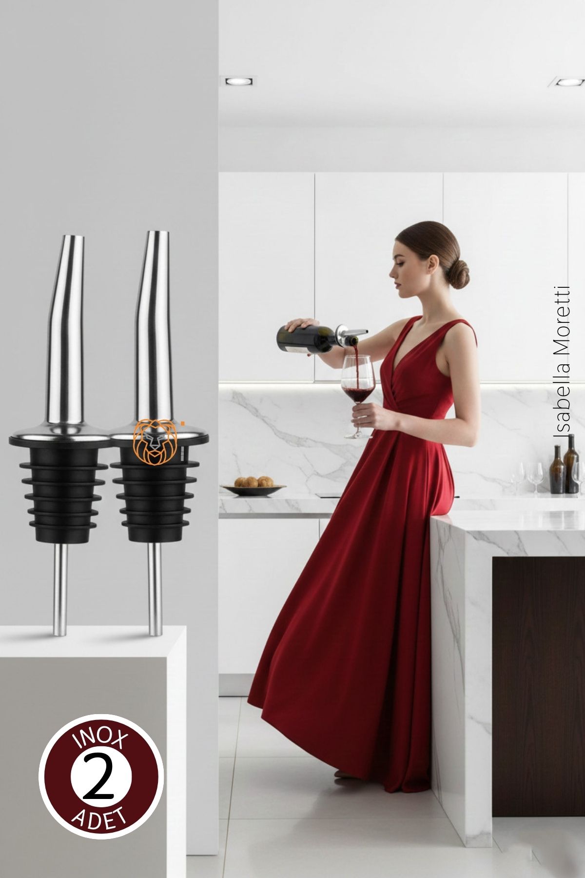 2 Adet Profesyonel Inox Paslanmaz Çelik Free Flow Pourer (Akıtıcı) 