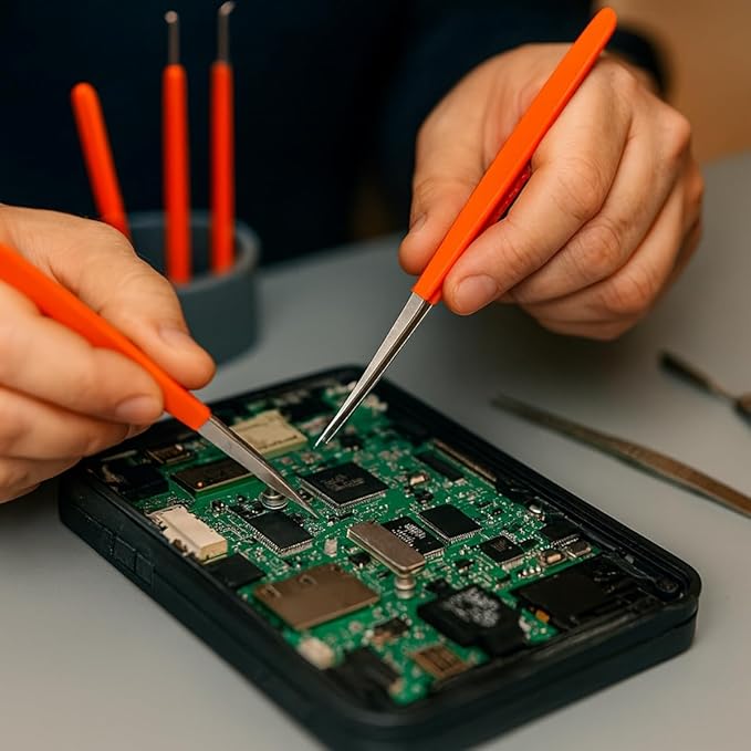 7’li Profesyonel Hassas Cımbız Seti - Antistatik Çelik, Elektronik Tamir & Hobi Kiti 722719