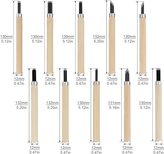10'lu Profesyonel Ahşap Oyma Seti - Çelik Uçlu Ergonomik Zanaatkar Takımı 722728