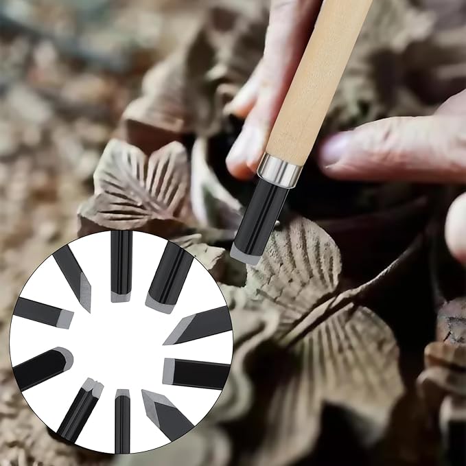 10'lu Profesyonel Ahşap Oyma Seti - Çelik Uçlu Ergonomik Zanaatkar Takımı 722728