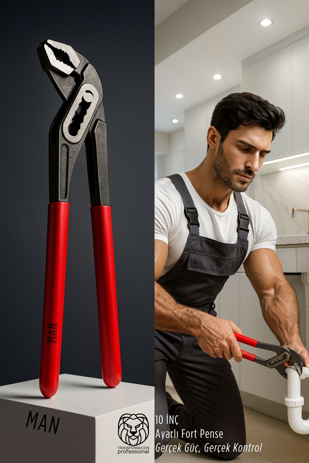 Profesyonel Ayarlı Fort Pense - 10 İnç Chrome Vanadium Zırhlı Seri, Yüksek Torklu Kanal Pense 722733