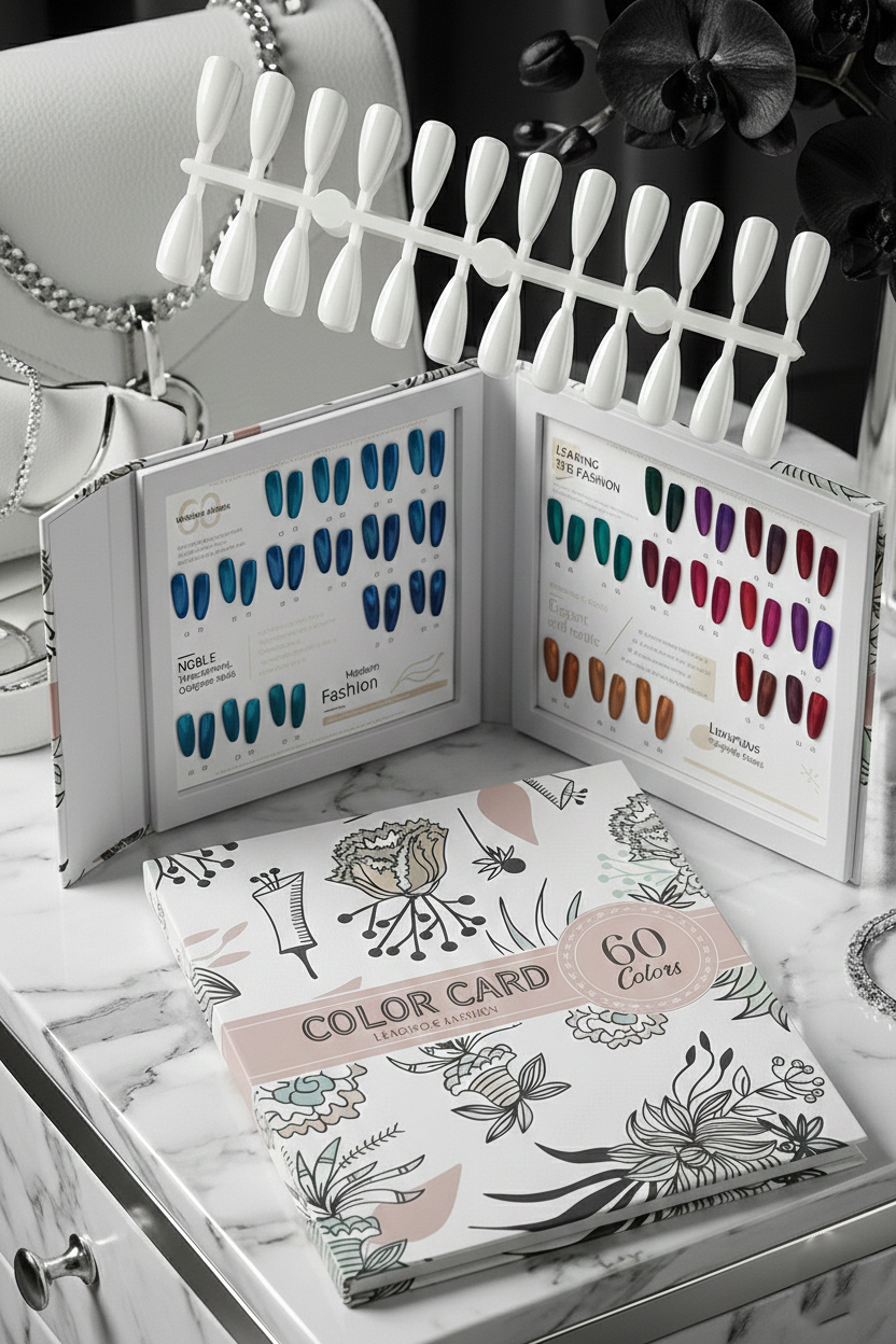 60’lı Profesyonel Nail Art Sunum Kartelası – Lüks Çiçek Desenli Takma Tırnak Teşhir Kitabı 722740