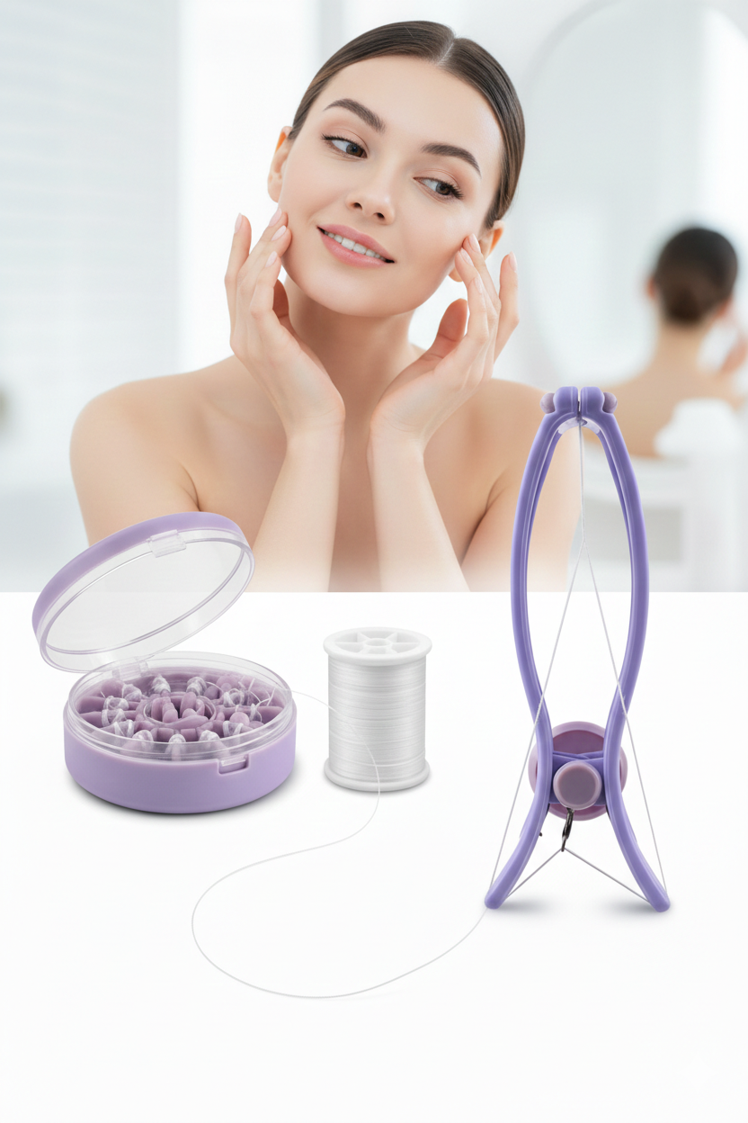 Acısız Pratik Yüz Tüy Alma Aleti &  500 metre yedek İpli Epilasyon Yayı  Pürüzsüz Dokunuş  722741