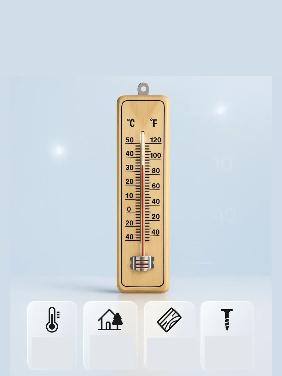 Termometre  - Ahşap Duvar Termometresi  717044