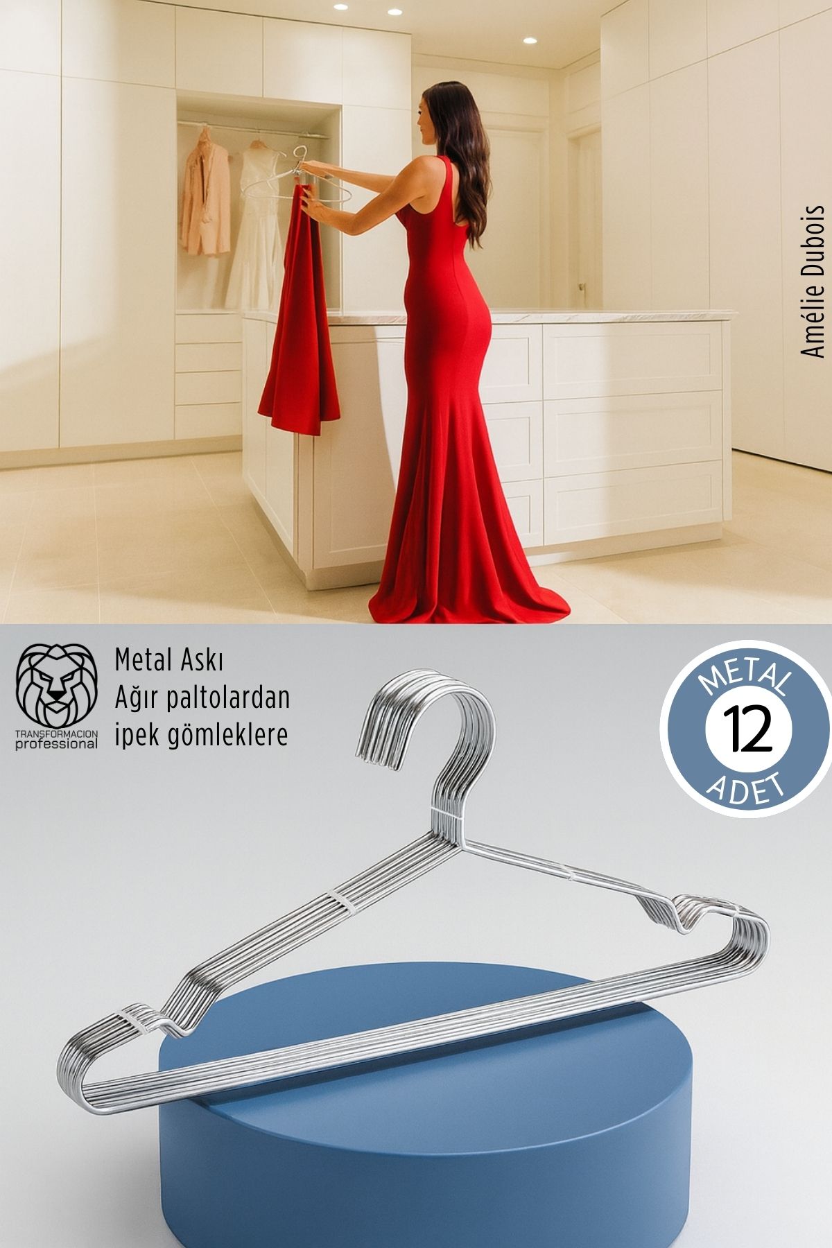 12'li Lüks Çelik Elbise Askısı - İz Yapmayan İnce Tasarım Metal Kıyafet Düzenleyici (40cm) 722745