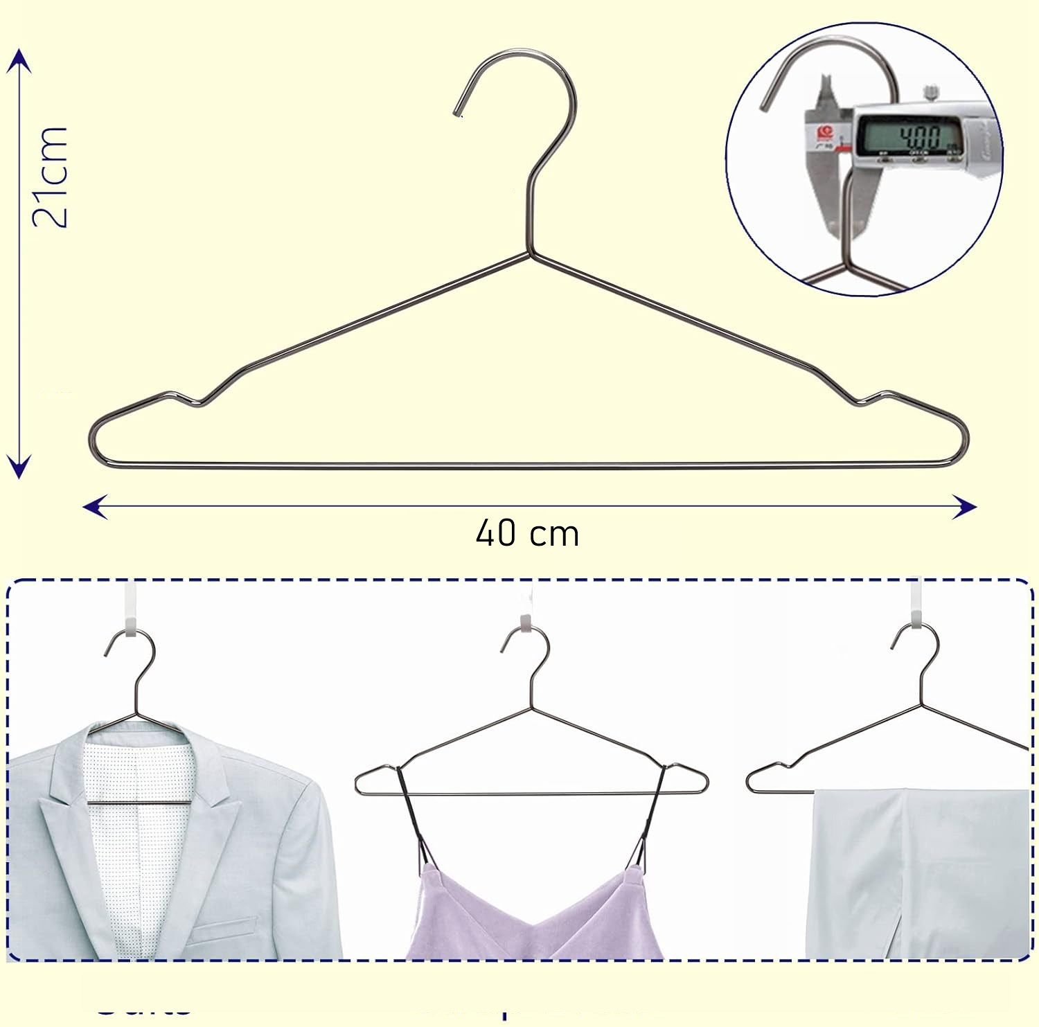 48'li Lüks Çelik Elbise Askısı - İz Yapmayan İnce Tasarım Metal Kıyafet Düzenleyici (40cm) 722746