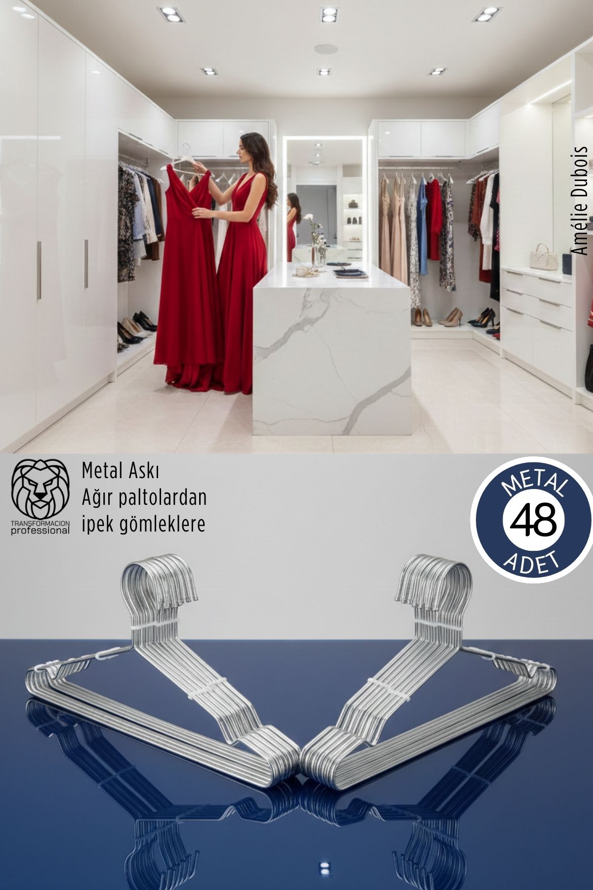 48'li Lüks Çelik Elbise Askısı - İz Yapmayan İnce Tasarım Metal Kıyafet Düzenleyici (40cm) 722746