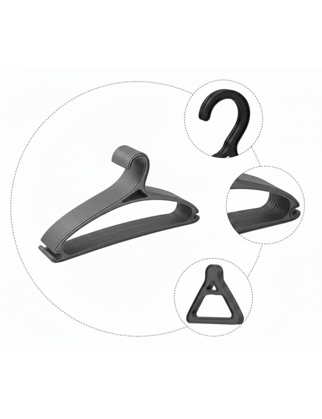 Giulia Vieri Selection: 36'li Premium İtalyan Tasarım İnce Siluet Kaymaz Elbise Askısı Seti GRİ 722750