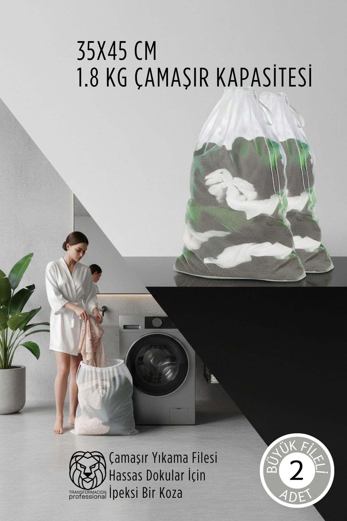 Premium Hassas Dokunuş: 2'li Lüks Çamaşır Yıkama Filesi Seti - Giysi Koruma Sanatı 35x45 cm 722757