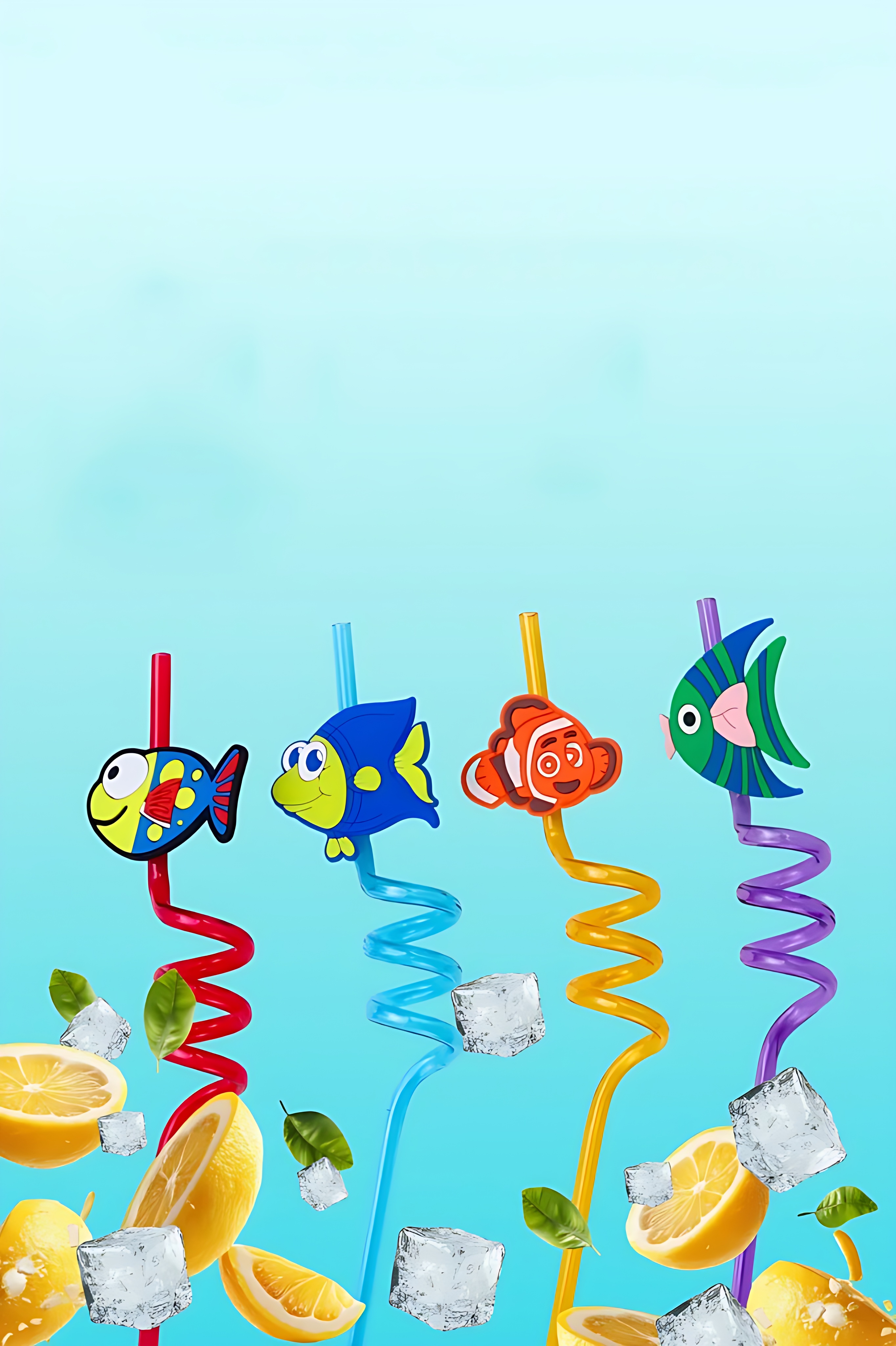 Spiralli Figürlü Lüks Çocuk Pipet Seti - 27cm Eğlenceli Karakterli 4'lü Özel Seri 722761