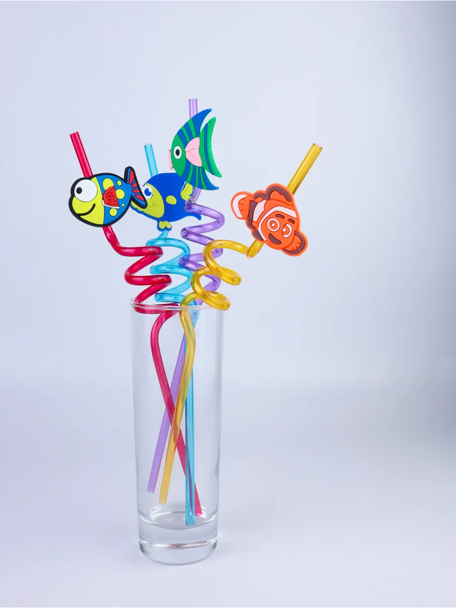 Spiralli Figürlü Lüks Çocuk Pipet Seti - 27cm Eğlenceli Karakterli 4'lü Özel Seri 722761