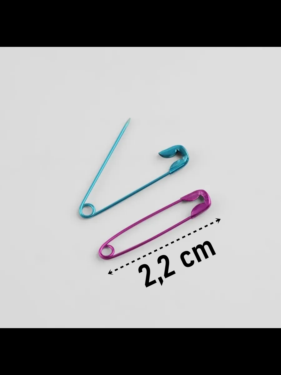 Renkli Mini Çengelli İğne Seti 50 Adet - 2.2 cm Paslanmaz Metal Tasarım, Hobi ve Terzi Aksesuarı 722772