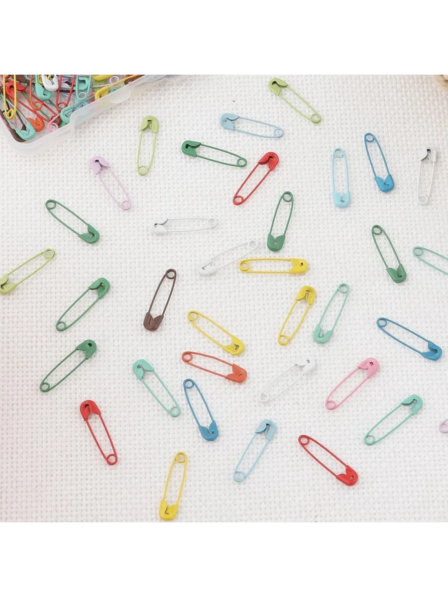 Renkli Mini Çengelli İğne Seti 50 Adet - 2.2 cm Paslanmaz Metal Tasarım, Hobi ve Terzi Aksesuarı 722772